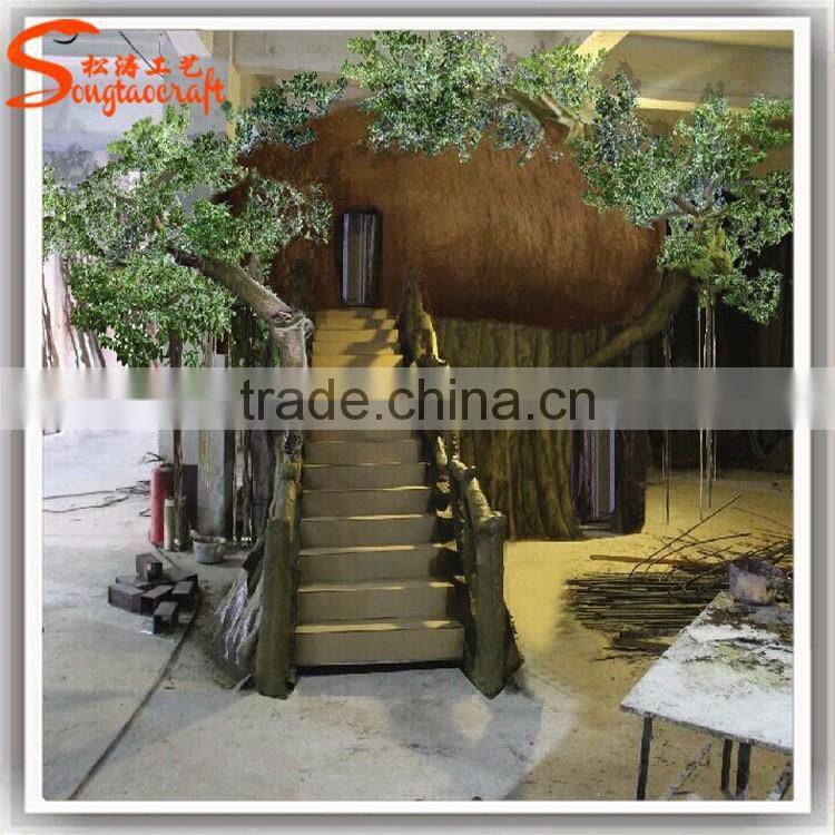 customize all kinds of artificial wooden tree house banyan tree house for home