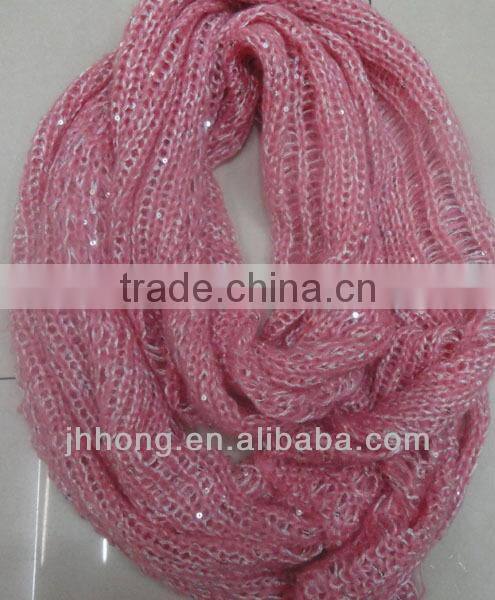 Sequins mesh knit soft stretch scarf for warming/decoration