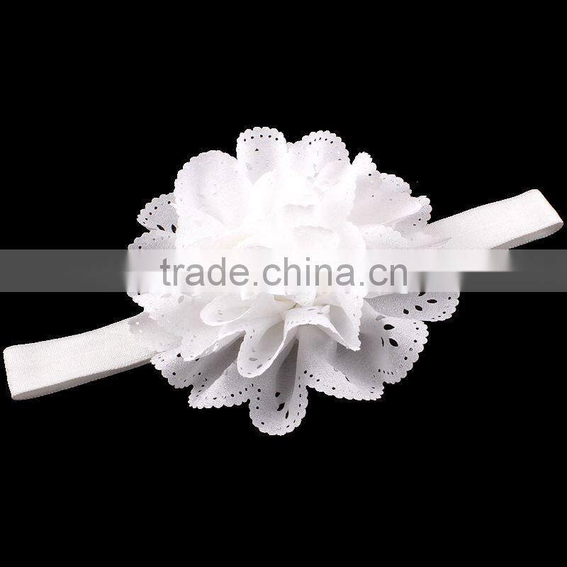 Pierced fabric flower hairbands for baby girls