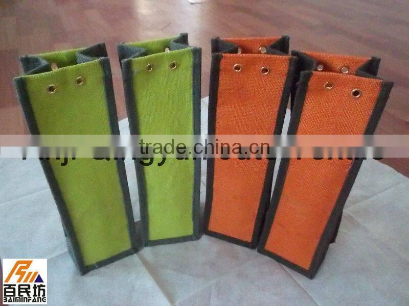 wine bags importer 10*10*35cm dyed color 100% jute made in China