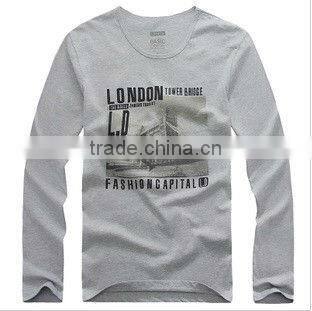 wholesale spandex/cotton mens o-neck white t shirt long sleeve