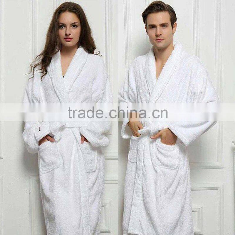 Soft White Cotton Bathrobe Robe Nightwear Long Robes Dressing Gown For Women Men