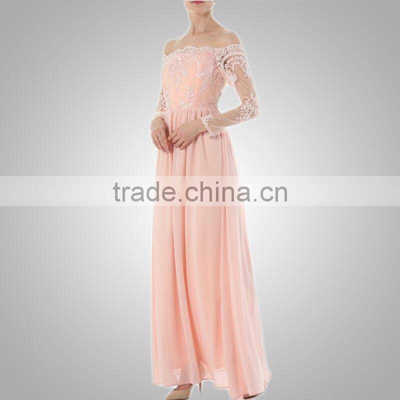 Latest Design Fashionable Preppy Style Evening Dress Long Sleeve Women For Youth