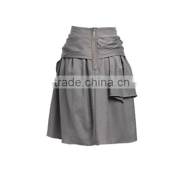Designer clothing manufacturers in china ladies a-lined pleated grey wrap skirt