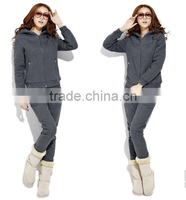 custom made casual ladies sweat suit made in Guangzhou