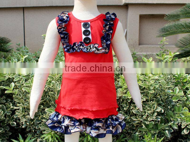 Wholesale Cotton Frock Suits For Baby Girl With Button Decoration