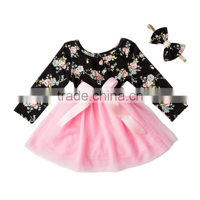 2017 baby girl party dress children frocks designs long sleeve spring design