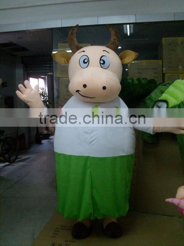 Malan Cow Green Shirt Mascot Costume