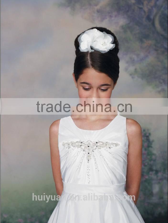 fashion white strap satin party baby girl wedding dress