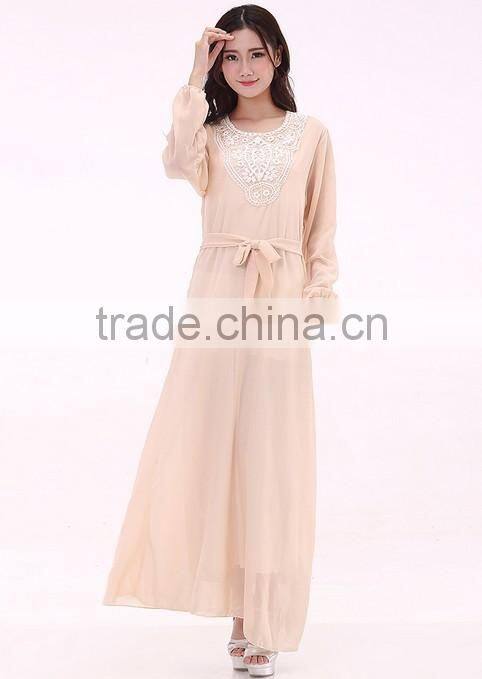 2015 latest fashion long sleeve muslim lady night dress