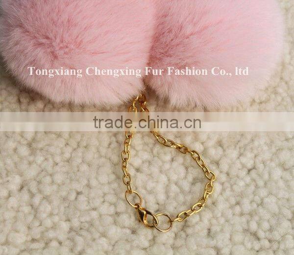 CX-A-02 Genuine Rabbit Fur Pendant Keyring ~ MIXED COLOUR