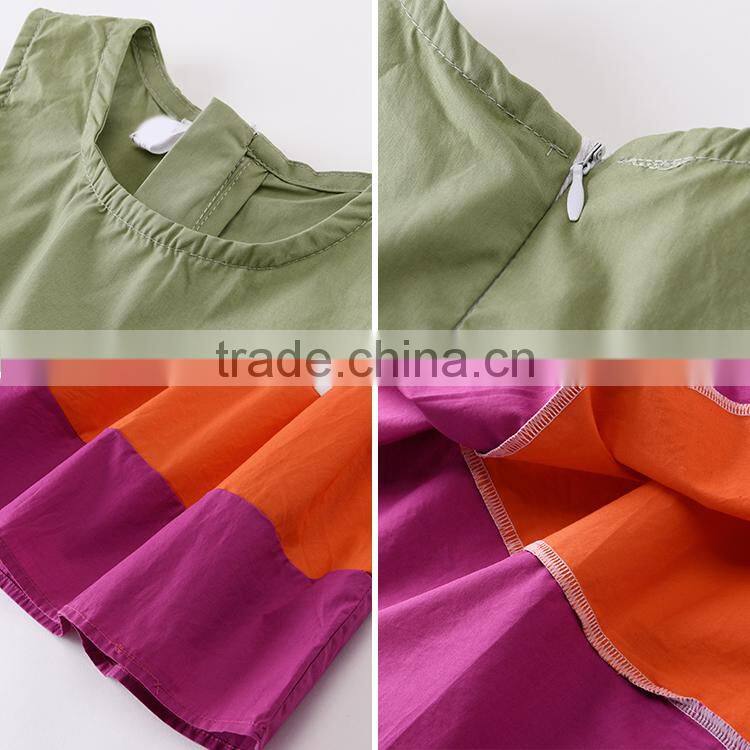 Customize Color Rainbow Dress For Children Sleeveless Mix Cotton Frocks