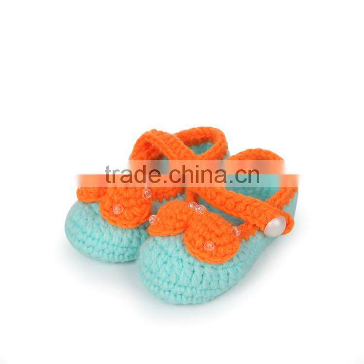 2015 New Design Bowknot Handmade Crochet Fashion Child Shoes