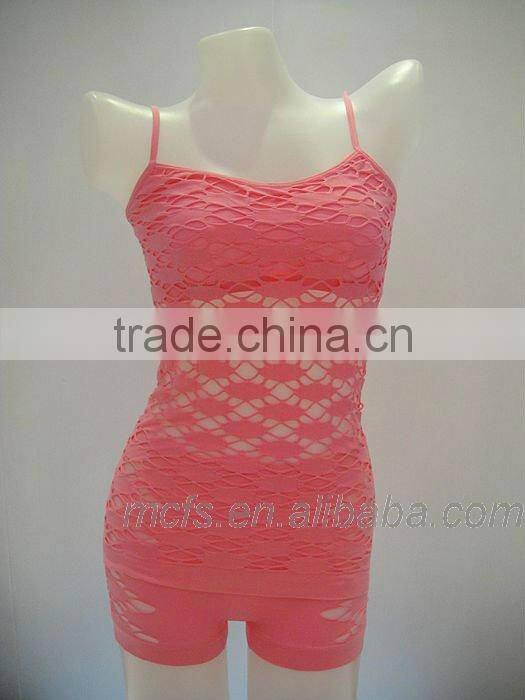 Straps hollow out elastic camisole sexy seamless women's underwear women