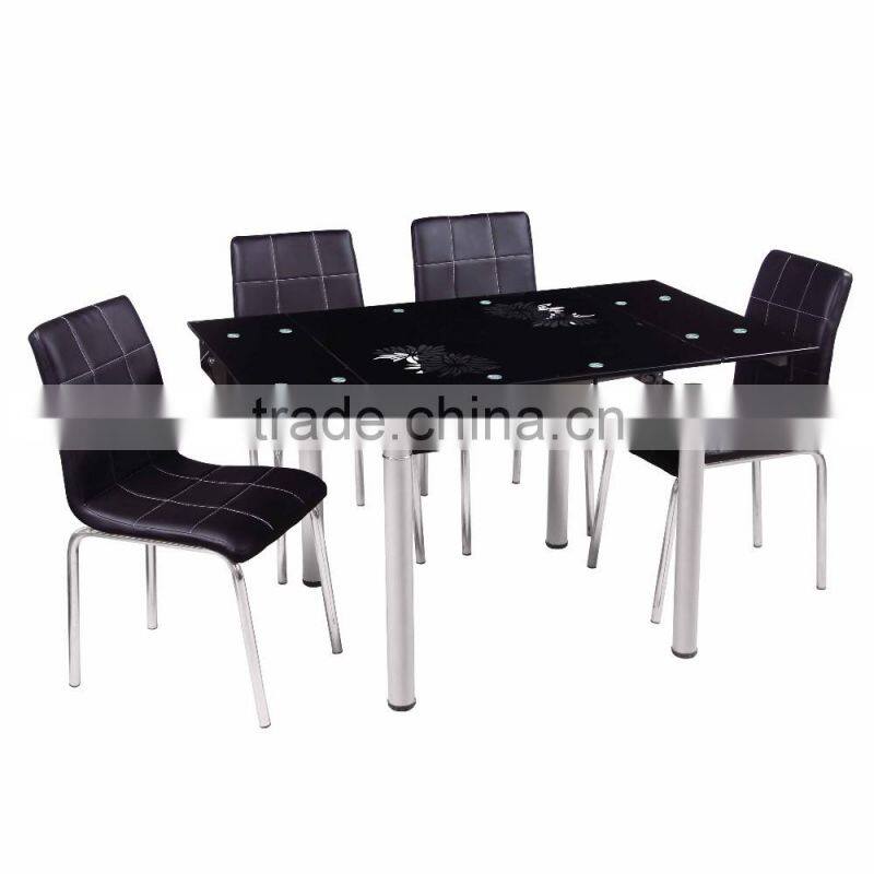2016 high quality popular new modern design glass expandable dining set