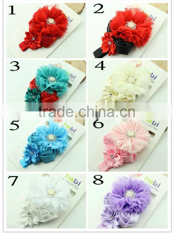 Cute baby headband infants chiffon silk big flower headband for girls accessories babies stretchy head band toddlers head wear