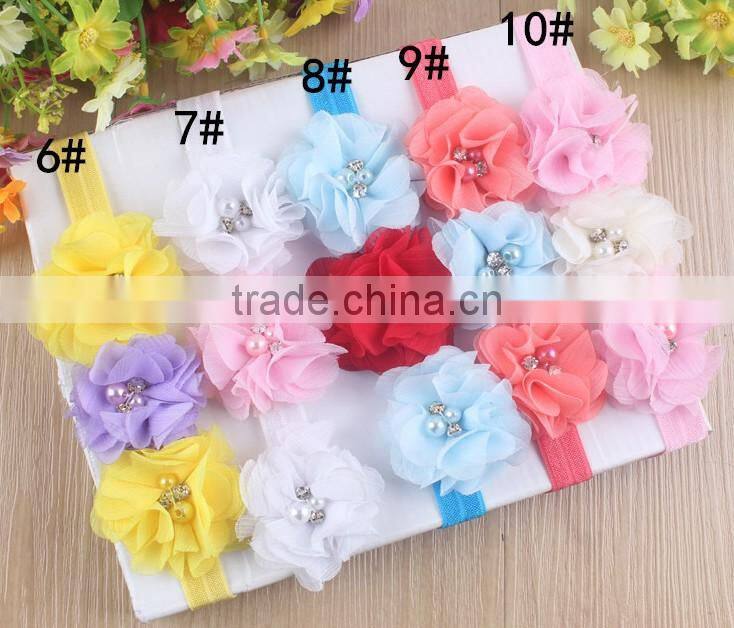 Hot Fashion Baby Girls Headband Chiffon Flower Headband Baby Girls Elastic Band With Flowers Headband Girls Hair Accessries