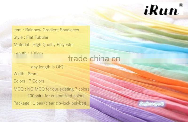 Rainbow Gradient 7 Colors Laces~Tie Dye Flat Shoelaces~Fresh Color Gradient Laces~Custom Rainbow Colorful Shoelace~Accept Custom