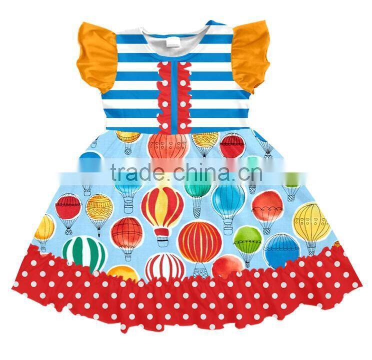 girl dress stripe fire balloon pattern frock for baby kids infant clothing hot sale