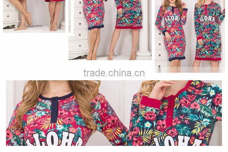 CUSTOM WHOLESALE TOP DESIGN WINTER FANCY COUPLE NIGHTDRESS POLYESTER COTTON ARABIC WOMEN NIGHT GOWNS