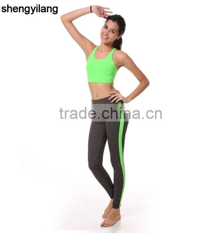 Beautiful fluorescence slim fitness yoga clothes 88% polyester + 15% spandex fitness sportwear yoga suit in guangzhou