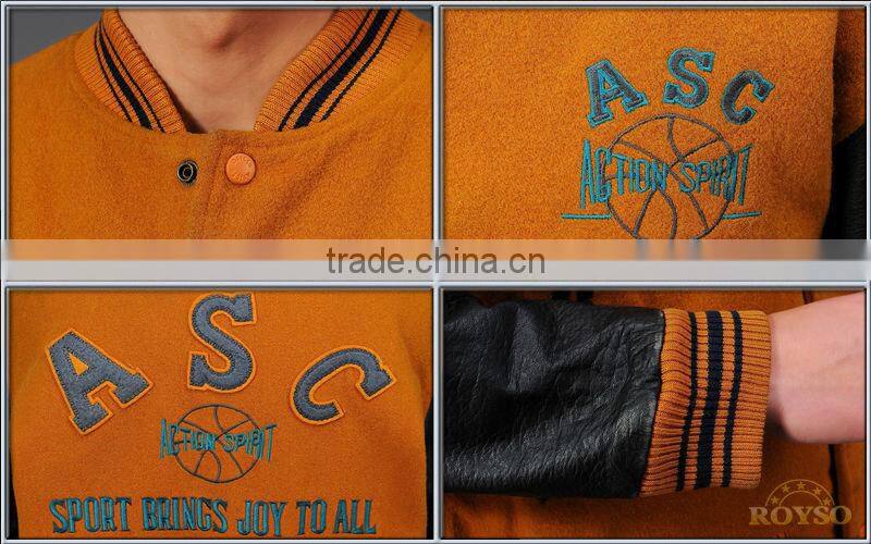 Custom Polyester Varsity Bomber Baseball Team Softshell College Men Leather Jacket for Men