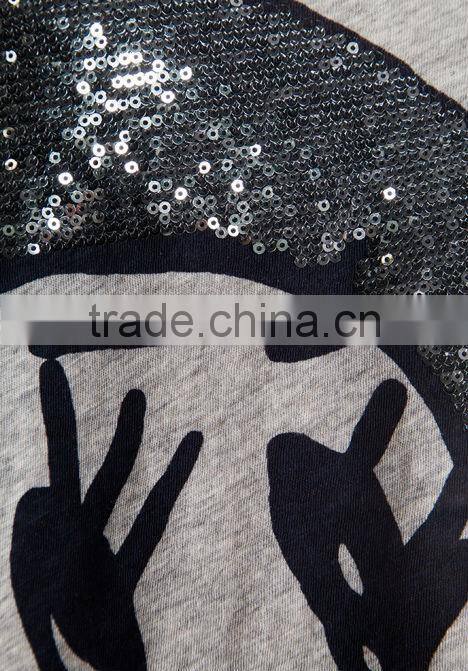 lady sequin t-shirts in grey marle