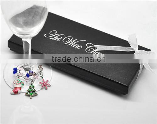 Cheap Wholesale Bar Accessories Table Decorations Christmas Wine Glass Charms Rings With Box