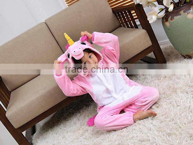 Best quality flannel fleece unicorn pajamas for children onesie