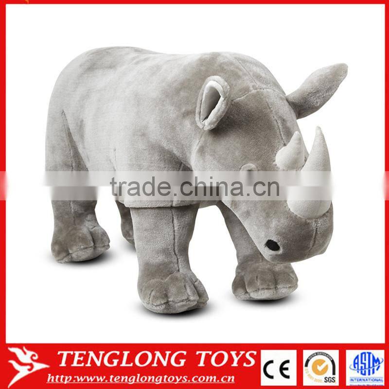 Wholesale stuffed lifelike animal plush gray giant rhinoceros toys for children