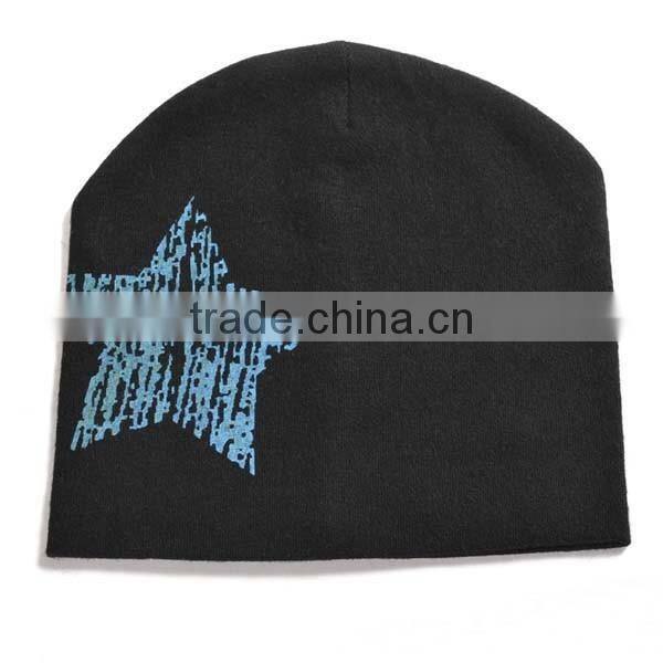 winter warm korea style 100%cotton cute boys&girls big five star pattern knitted beanie hat for baby