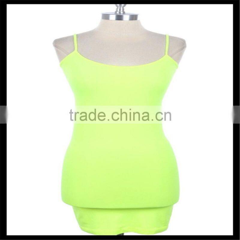 Extra Long Seamless Tunic Dress Slip Camisole Layering Tank Top orange color
