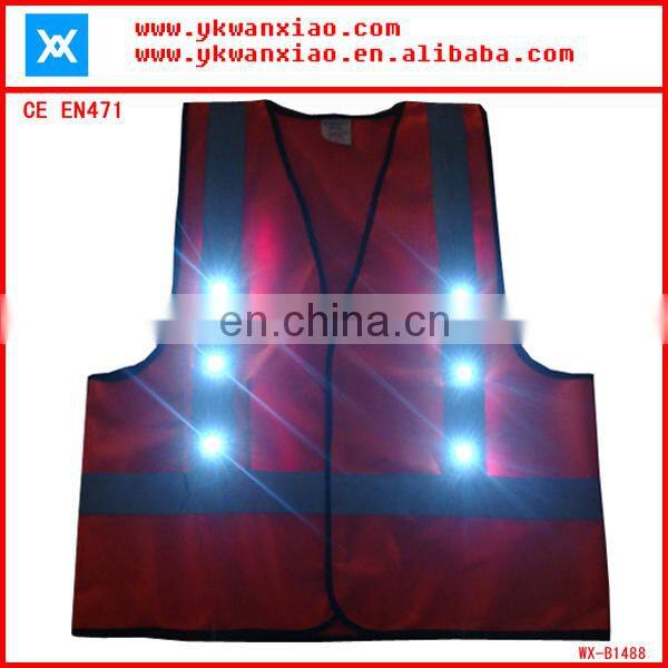 factory custom made light mesh led tubes flashing led lights high visibility Flashing LED security vest