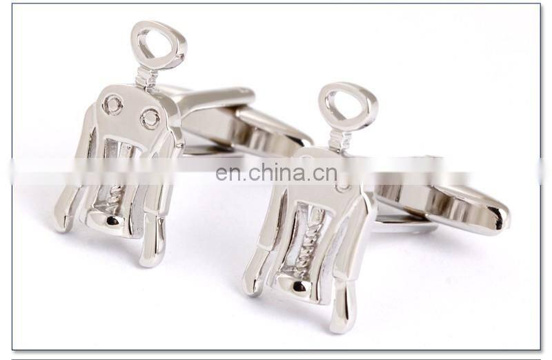 Vivid Silver Plating Wine Bottle Opener Cufflinks for Mens