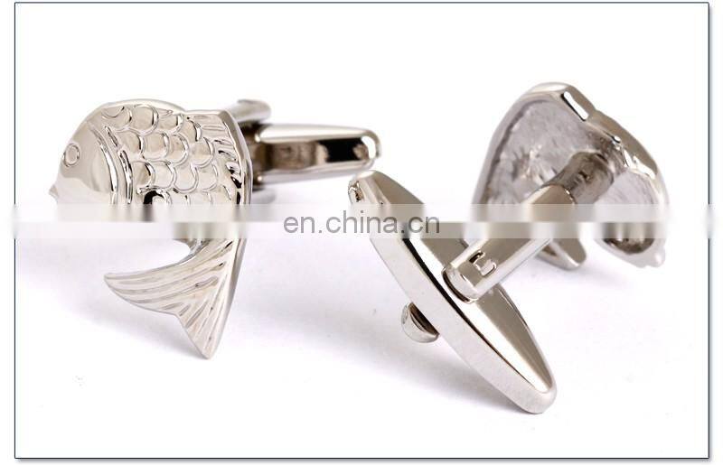 Sliver Plating Carp Fish Fashion Brand Design Shirt Cufflinks
