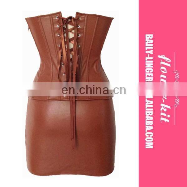 Macture Women Sexy Leather Rivet Corset Dress