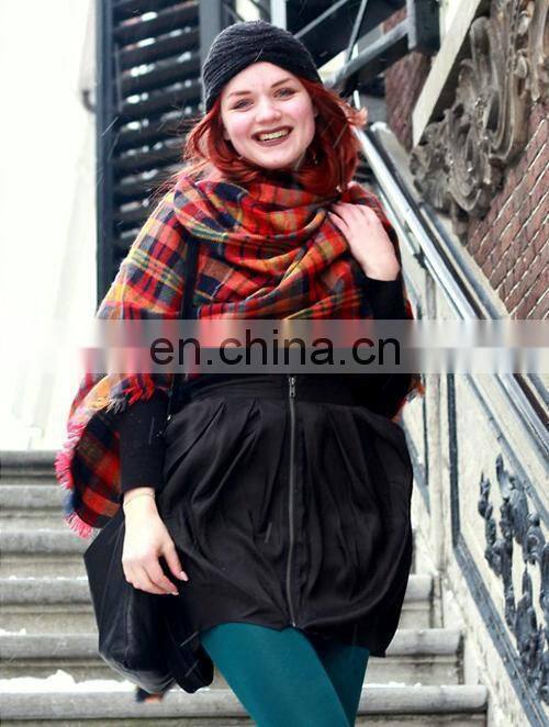 New Arrival Plaid Blanket Shawl Scarf Embroider OEM Acceptable
