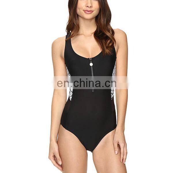 China suppliers high cut leg front zip swimwear one piece woman