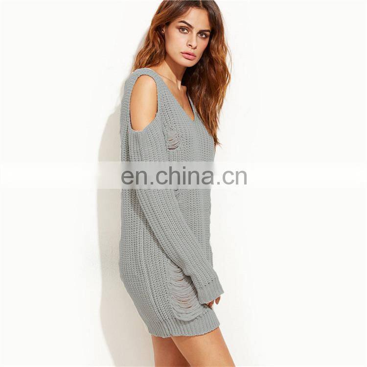New style deep V-neck women sweater cold sleeves sweater for ladies KMY1058