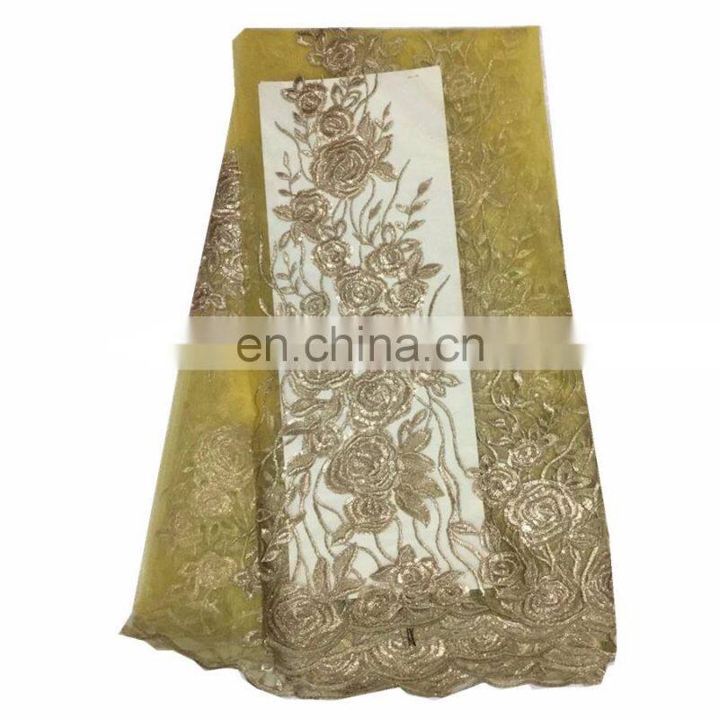 African styles net lace top quality trending French lace fabric with sequins women dress B16032710