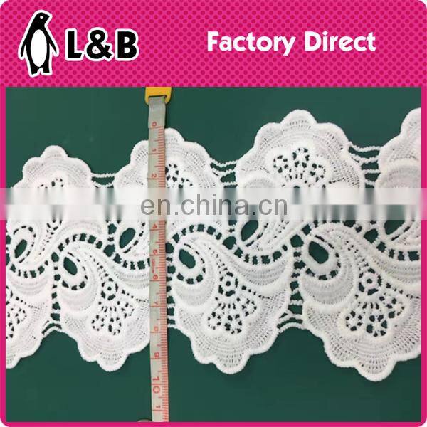 2017 wholesale white embroidery water soluble polyester lace