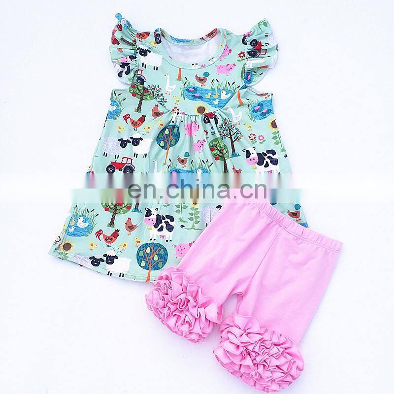 Rustic top baby and kids clothes ruffle bulk wholesale kids clothing
