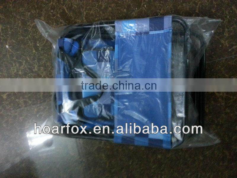 Bule Checkered Picnic Folder beach chairs with coolers and the tableware