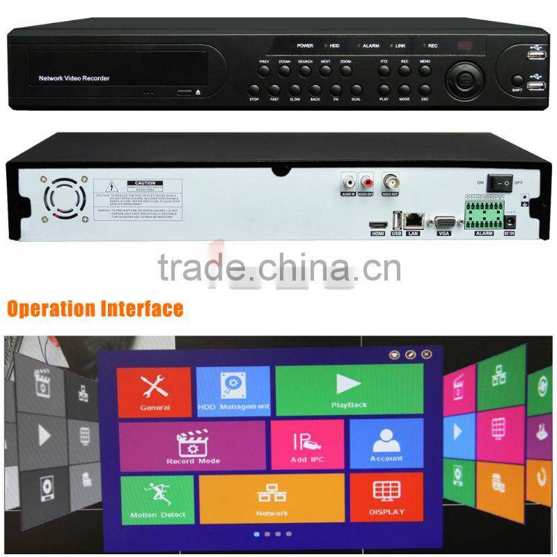 Real time recording 1920*1080P supporting p2p 4ch nvr system for ip camera