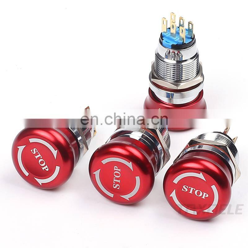 19mm 22mm Emergency STOP Push Button Switch 1NO1NC 2NO2NC Waterproof Stainless Steel Mushroom Metal Aluminum