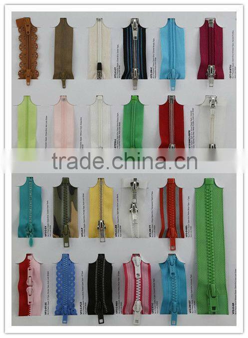Close end polyester zipper with multi sliders