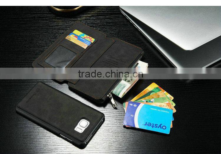 best sale genuine leather for Samsung NOTE 5 case, for Samsung NOTE 5 detachable wallet case