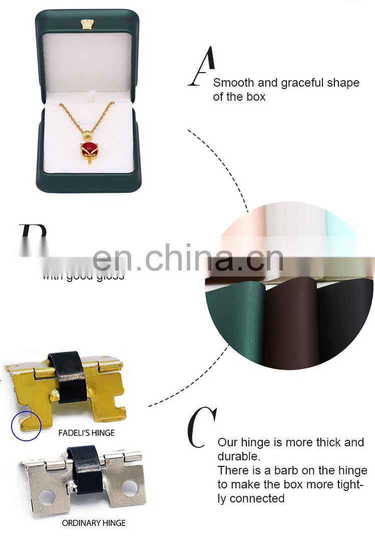 Multifunctional  High Quality  Pu Leather Green Color Ring Earrings Necklace Pendant Box