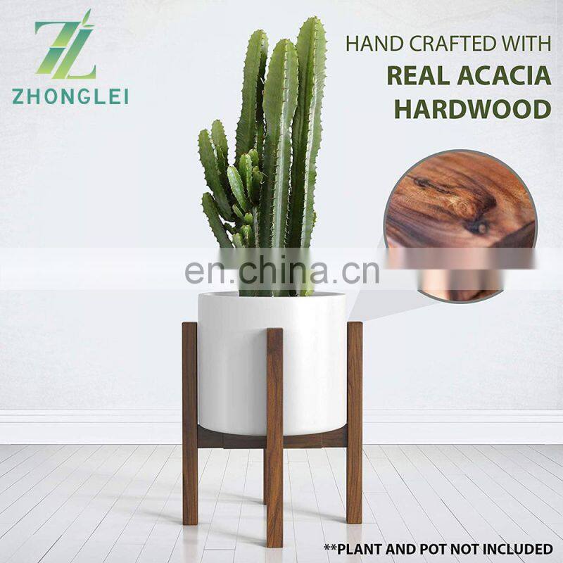 Mid Century Wooden Plant Stand Adjustable Modern Indoor Plant Holder Planter Fits Medium Large Pots Sizes 8 9 10 11 12 inch