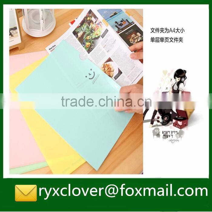 Custom clear printing A4 size PP plastic L-shape file folder for promotion gift